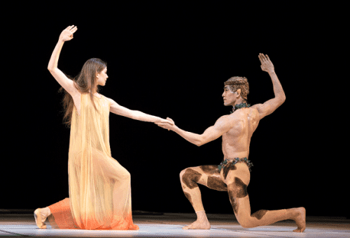 Elena Lobsanova and Keiichi Hirano in Nijinsky. Photo by Cylla von Tiedemann. (The Faun) 