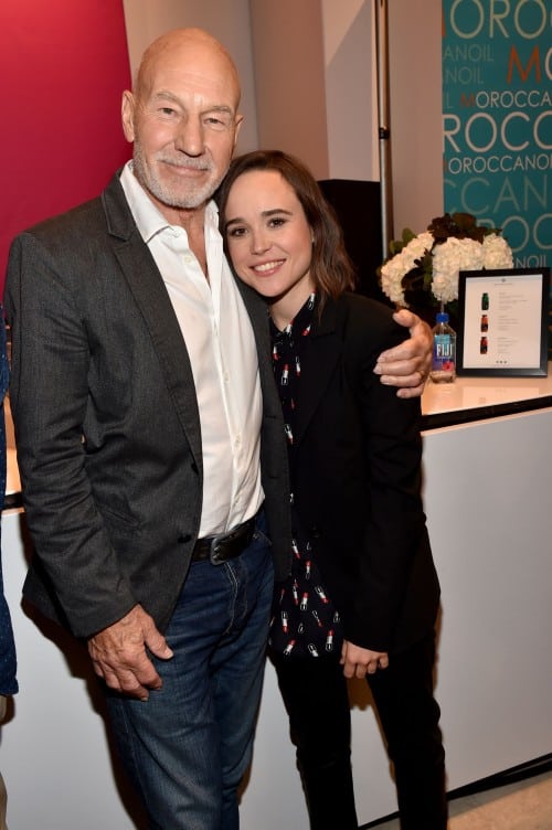 Mandatory Credit: Photo by Buckner/Variety/REX Shutterstock (5073671bc) Patrick Stewart and Ellen Page at the Variety Fandango Studio Powered by Samsung Galaxy at Holt Renfrew during the 2015 Toronto International Film Festival on 11 Sep 2015 in Toronto, Canada. Variety Fandango Studio Powered by Samsung Galaxy, Toronto International Film Festival, Canada - 11 Sep 2015