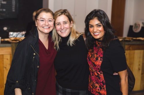 Photo by Yasin Osman. L-R: Liz Kohn (Director of Communications at Artscape), Jane Hopgood (Director of Fund Development at Artscape), and Nidhi Khanna.