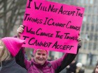 TORONTO, ON: Women's March Toronto. Saturday January 20th 2017. Queen's Park followed by March to US Consulate followed by City Hall. Speakers and musicians present. 50,000 + people in attendance. Photos by Solana Cain