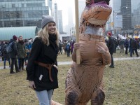 TORONTO, ON: Women's March Toronto. Saturday January 20th 2017. Queen's Park followed by March to US Consulate followed by City Hall. Speakers and musicians present. 50,000 + people in attendance. Photos by Solana Cain