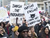 TORONTO, ON: Women's March Toronto. Saturday January 20th 2017. Queen's Park followed by March to US Consulate followed by City Hall. Speakers and musicians present. 50,000 + people in attendance. Photos by Solana Cain