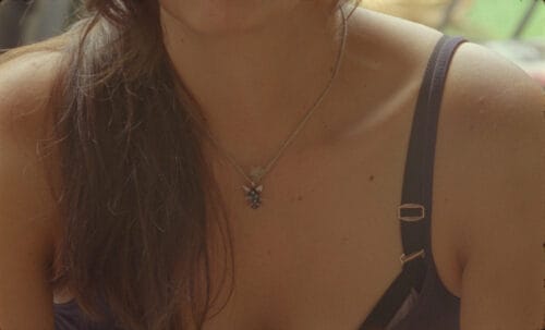Closeup of a woman's necklace